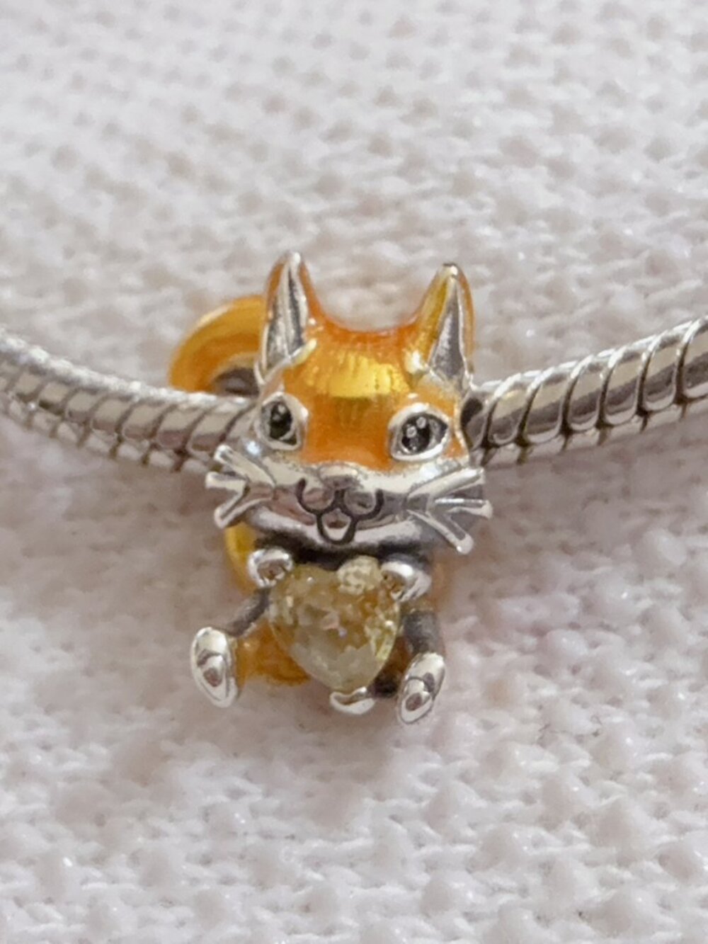 Squirrel Heart Embracing Charm Silver Charm For Pandora Bracelet Necklace